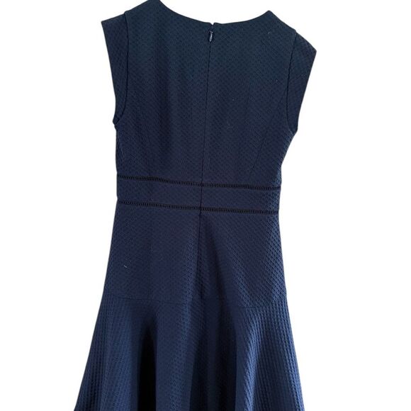Rebecca Taylor Blue Sleeveless V Neck Fit and Flare Mini Dress - Picture 9 of 11